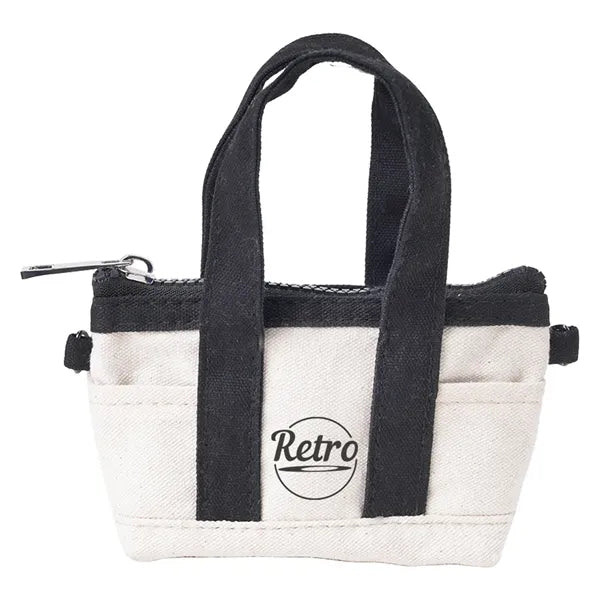 10 Oz Cotton Canvas Tiny Tote w/ Carabiner - 4.3" x 3" x 1.6