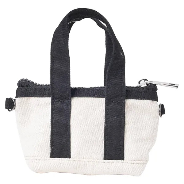10 Oz Cotton Canvas Tiny Tote w/ Carabiner - 4.3" x 3" x 1.6
