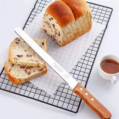 Durable Bread Knife Stainless Wooden Handle Kitchen Tool