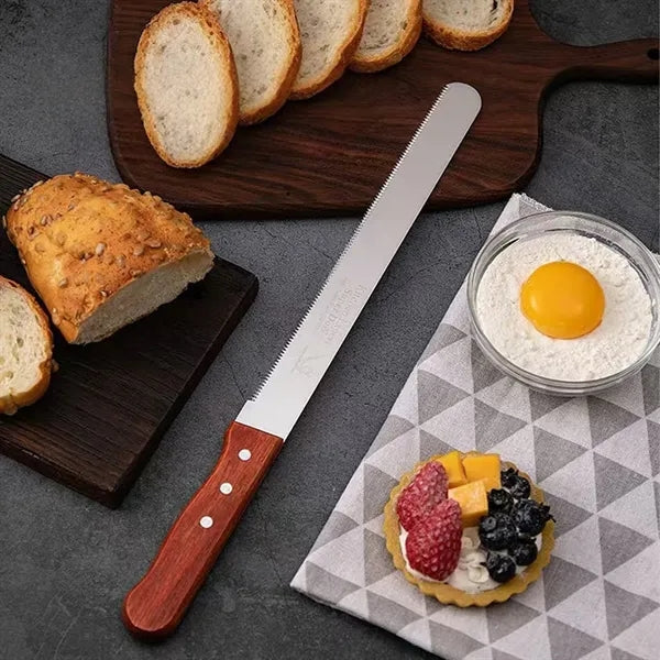 Durable Bread Knife Stainless Wooden Handle Kitchen Tool