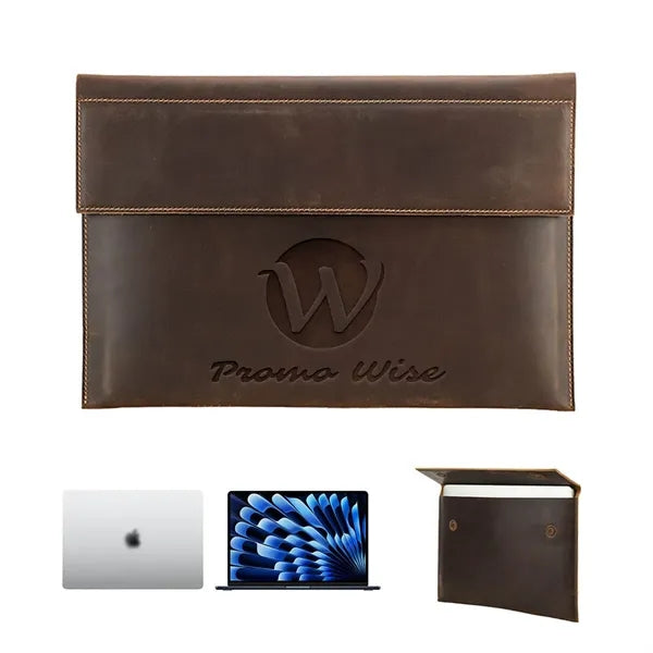 15 / 16 In Genuine Leather Laptop Bag with Magnetic Buckles