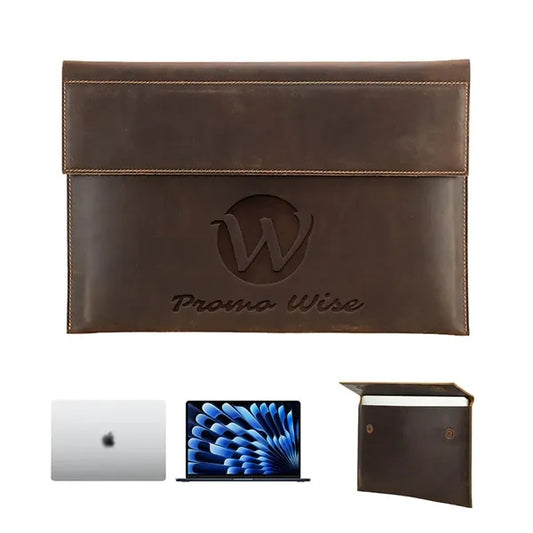 15 / 16 In Genuine Leather Laptop Bag with Magnetic Buckles