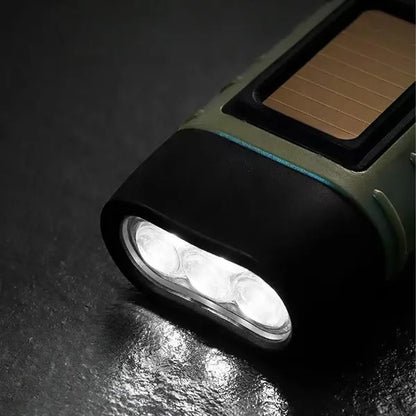 Solar Hand Crank Powered Flashlight for Outdoor Adventures