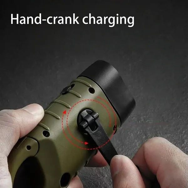 Solar Hand Crank Powered Flashlight for Outdoor Adventures