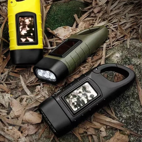 Solar Hand Crank Powered Flashlight for Outdoor Adventures