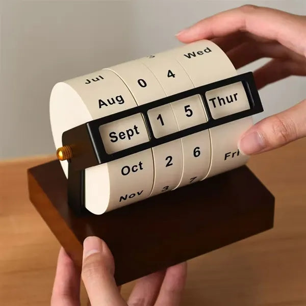 Vintage Desktop Rotary Calendar Elegant and Functional