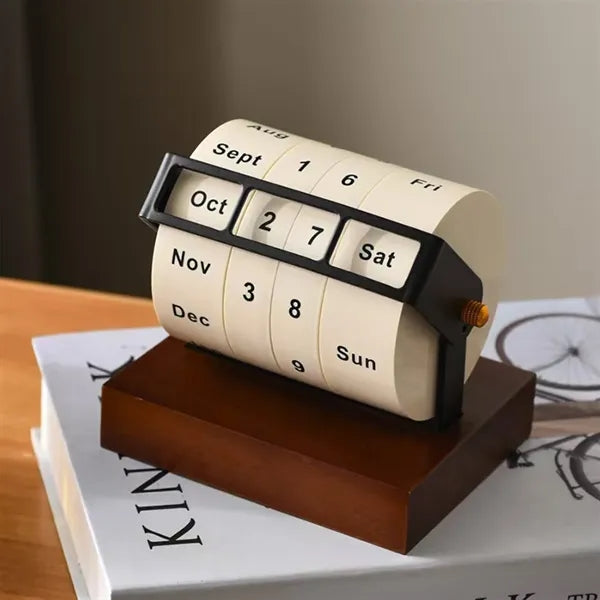Vintage Desktop Rotary Calendar Elegant and Functional