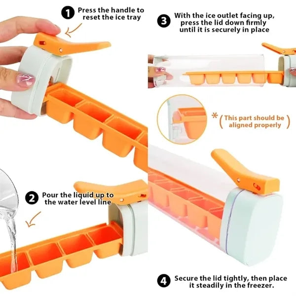 One Press Easy Release Ice Cube Tray With Handle