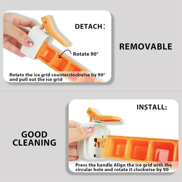 One Press Easy Release Ice Cube Tray With Handle