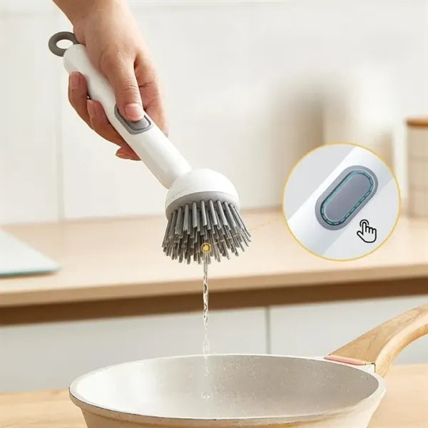 Soap Dispensing Dish Scrubber With Ergonomic Grip