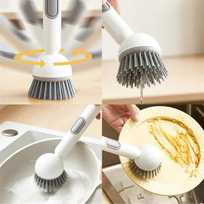 Soap Dispensing Dish Scrubber With Ergonomic Grip