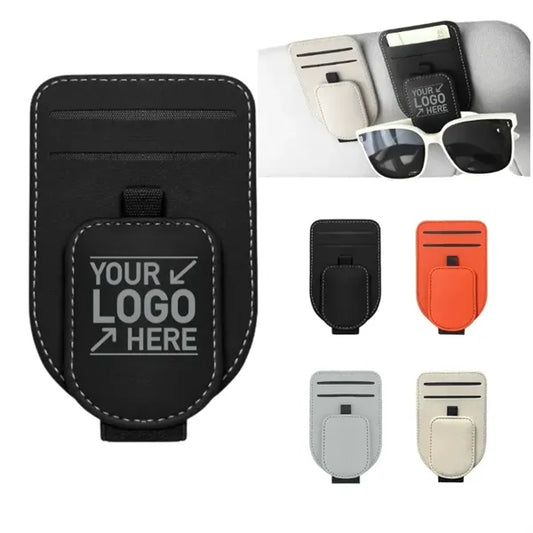 Magnetic Leather Car Visor Sunglasses Holder