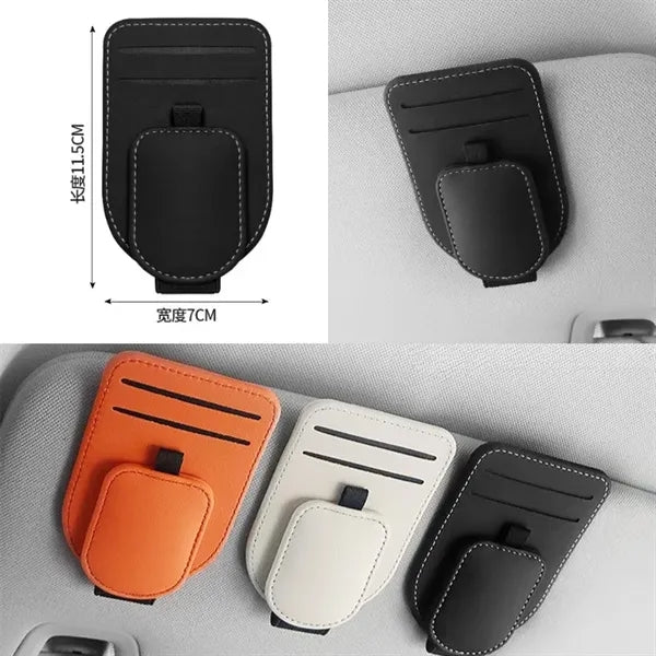 Magnetic Leather Car Visor Sunglasses Holder