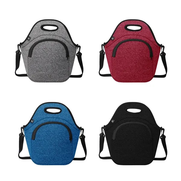 Soft Neoprene Insulated Lunch Bag W/ Shoulder Strap & Zipper