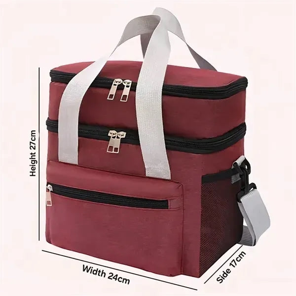 Double lunch box thermal insulation bag