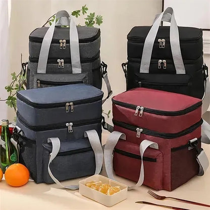 Double lunch box thermal insulation bag