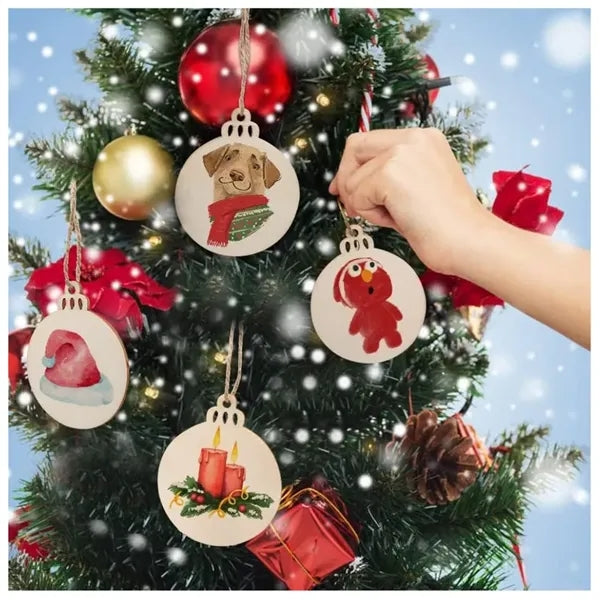 10pcs DIY Wooden Christmas Ornaments