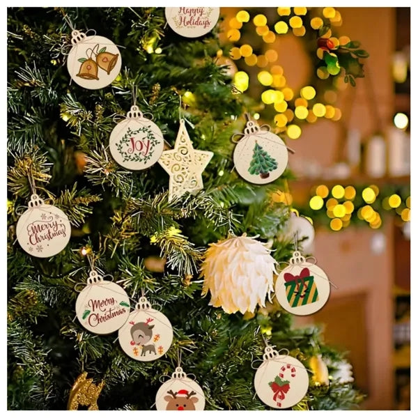 10pcs DIY Wooden Christmas Ornaments