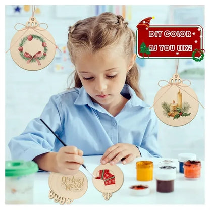 10pcs DIY Wooden Christmas Ornaments