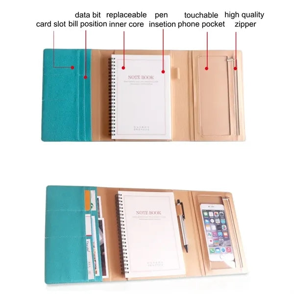 Leather Business Padfolio Notebook Notepad