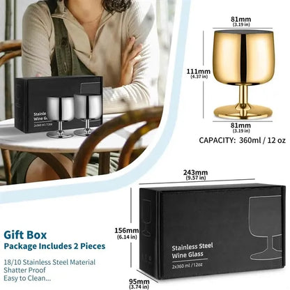 12OZ Stainless Steel Wine Glasses Set