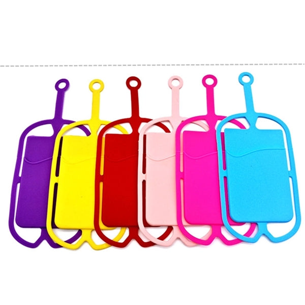 Silicone Phone Wallet w/ Lanyard adhesive card holder