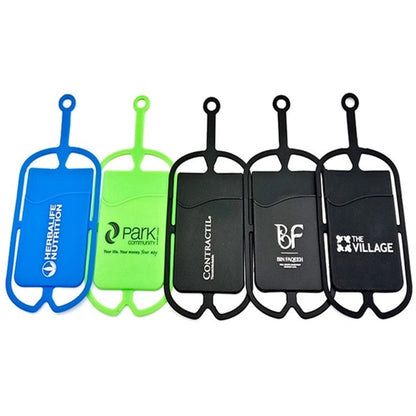 Silicone Phone Wallet w/ Lanyard adhesive card holder