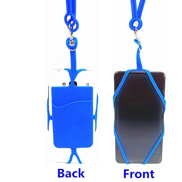 Silicone Phone Wallet w/ Lanyard adhesive card holder