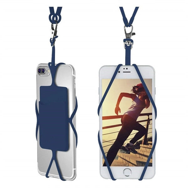 Silicone Phone Wallet w/ Lanyard adhesive card holder