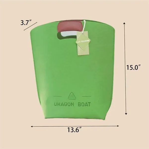 Felt Tote Bag with Leather Handle for Stylish Storage