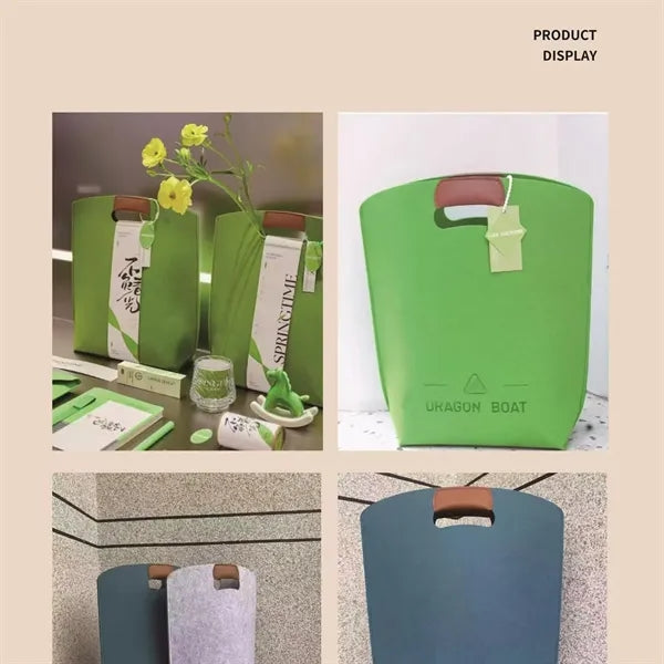 Felt Tote Bag with Leather Handle for Stylish Storage