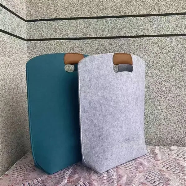 Felt Tote Bag with Leather Handle for Stylish Storage