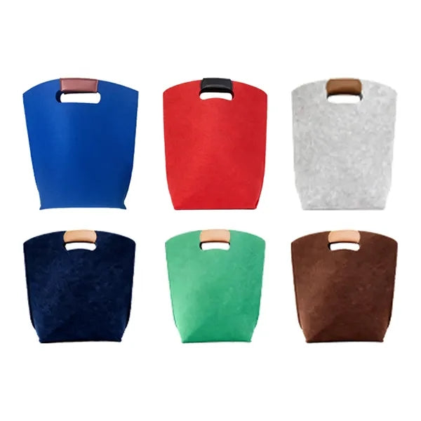 Felt Tote Bag with Leather Handle for Stylish Storage