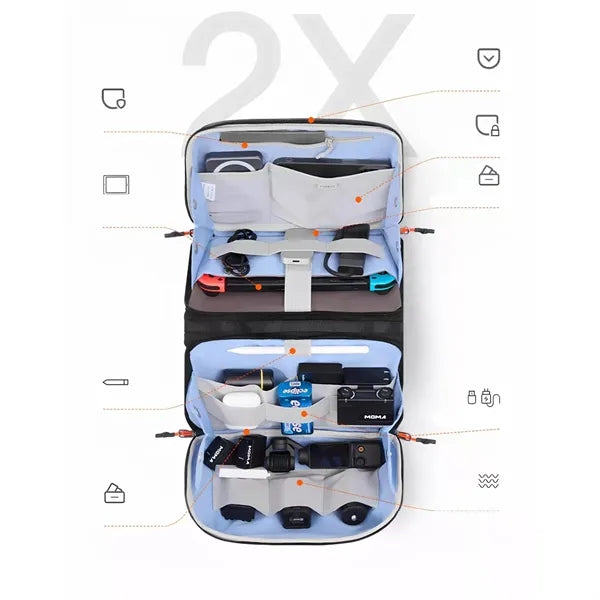 Quad Fold Tech Organizer Travel Cable Gadget Bag Portable