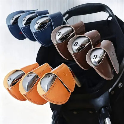 Premium PU Leather Golf Club Head Covers Protective Case