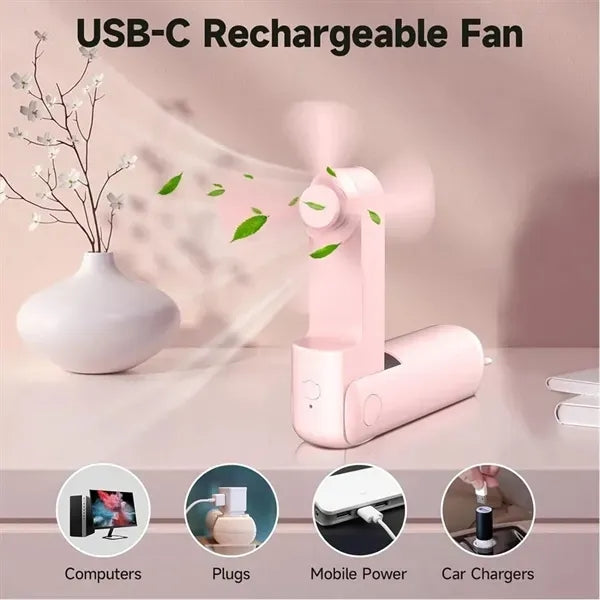 Handheld Foldable Mini Fan With Power Bank