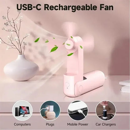 Handheld Foldable Mini Fan With Power Bank