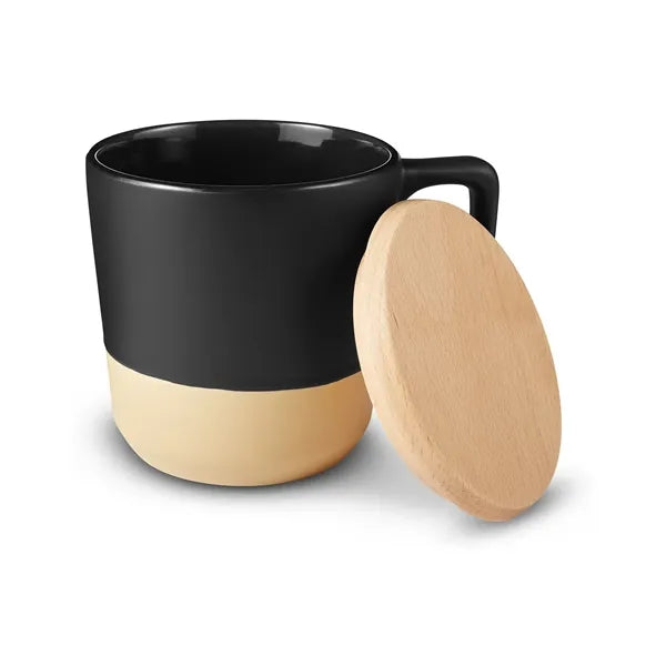 16.5 oz Boston Ceramic Mug With Wood Lid
