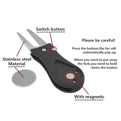 Foldable Stainless Steel Golf Divot Repair Tool w/Marker