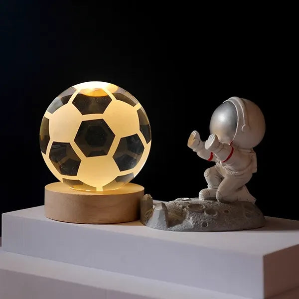 3D Galaxy Globe Crystal Ball with Led Wood Base