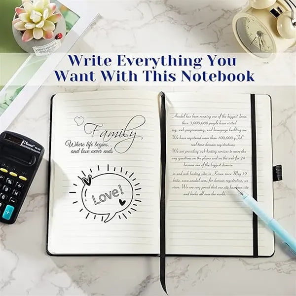 A5 PU Leather Elastic Closure Notebook w/Pen Loop Holder