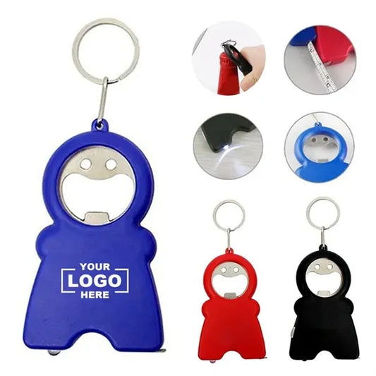 Human Shape Bottle Opener Keychain With Light And Tape