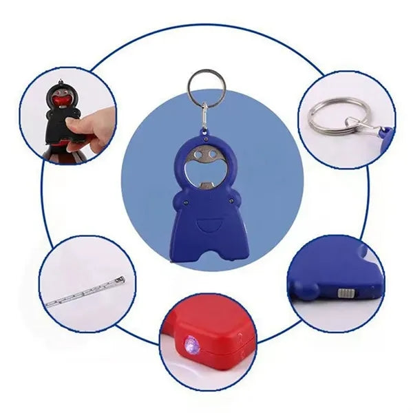 Human Shape Bottle Opener Keychain With Light And Tape