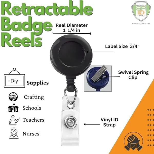 Round Retractable Badge Reel With Alligator Clip