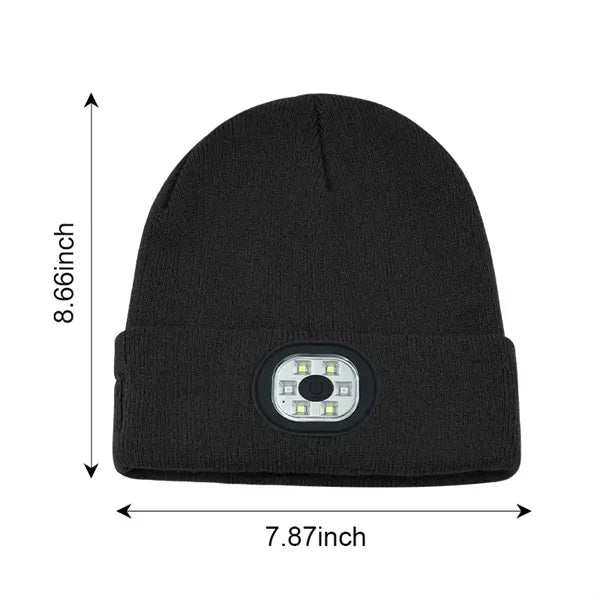 Solid Color Cuff Beanie with LED Headlamp