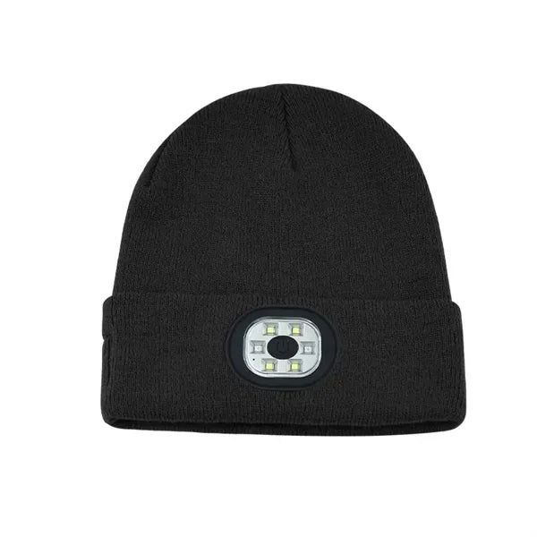 Solid Color Cuff Beanie with LED Headlamp