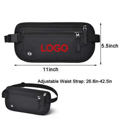 Nylon RFID Blocking Waist Belt Bag w/Adjustable Strap