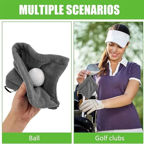 Portable Microfiber Golf Ball Towel w/Carabiner 6''x6''