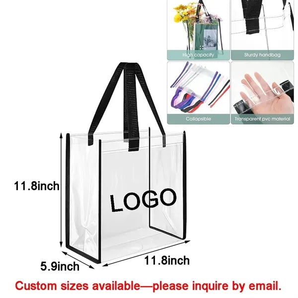Portable PVC Stadium Approved Clear Tote Bag w/Handles
