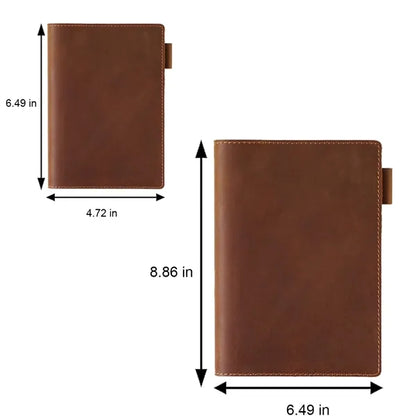 Leather Refillable Travel Notebook W/ Pen Holder Card Slot